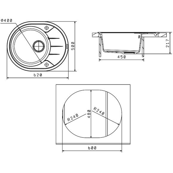 Кухонная мойка Florentina Родос-620 20.245.B0620.305 Грей Кухонная мойка Florentina Родос-620 20.245.B0620.305 Грей