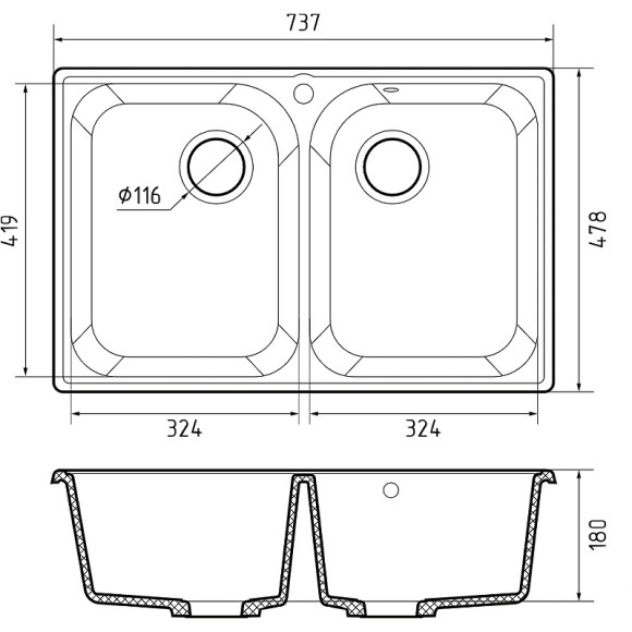 Кухонная мойка GranFest Quarz GF-Z15 Песочная Кухонная мойка GranFest Quarz GF-Z15 Песочная
