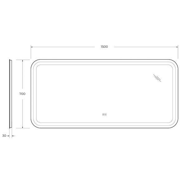 Зеркало Cezares Stylus 150 CZR-SPC-STYLUS-1500-700-TCH-WARM с подсветкой с сенсорным выключателем и подогревом