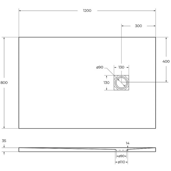 Душевой поддон из искусственного камня BelBagno Uno 120x80 TRAY-MR-UNO-AH-120/80-35-W-CR Белый