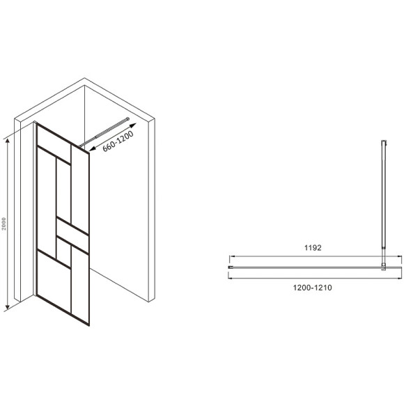Душевая перегородка Abber Immer Offen 120 AG63120B профиль Черный стекло прозрачное Душевая перегородка Abber Immer Offen 120 AG63120B профиль Черный стекло прозрачное