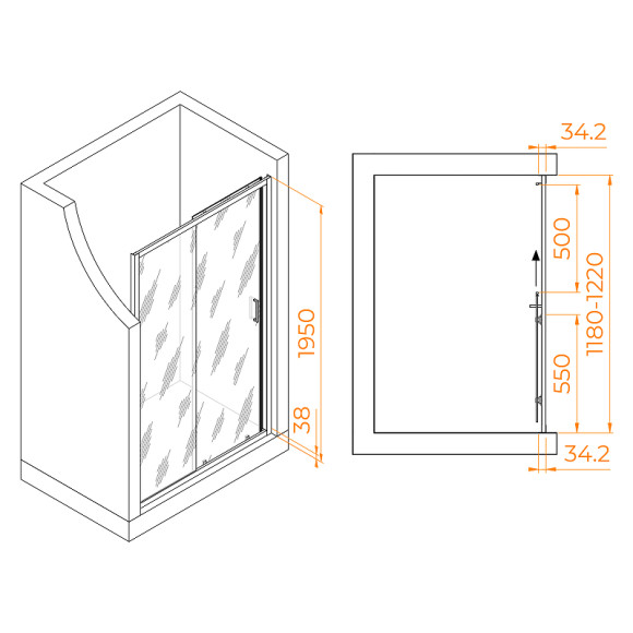 Душевая дверь RGW Passage PA-14Gr 120 41081412-110 профиль Серый стекло прозрачное
