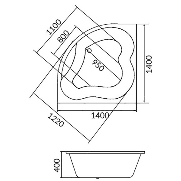 Акриловая ванна 1MarKa Cassandra 140x140 01кас1414 без гидромассажа