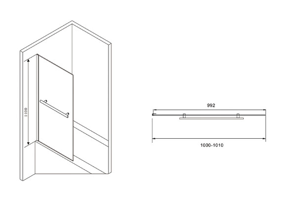 Шторка на ванну Abber Immer Offen 100х140 AG70100B профиль Черный стекло прозрачное