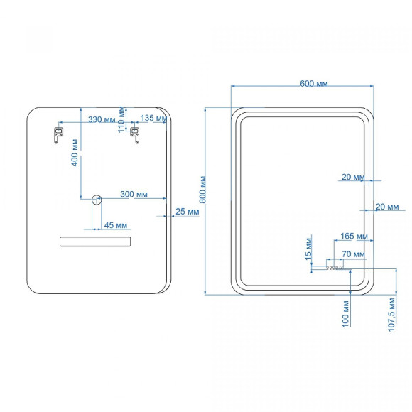 Зеркало Art&Max Genova AM-Gen-600-800-S-F-Т с подсветкой с сенсорным выключателем Черное