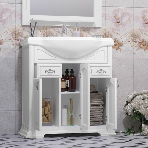 Тумба под раковину Opadiris Риспекто 80 00-00006024 Белая матовая Тумба под раковину Opadiris Риспекто 80 00-00006024 Белая матовая