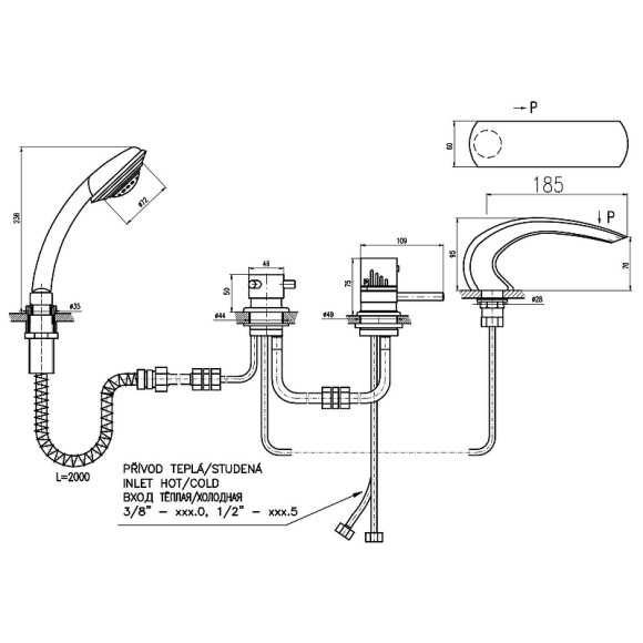 Смеситель на борт ванны Rav Slezak Dunaj Termostat DT272.5PZ с термостатом Золото Смеситель на борт ванны Rav Slezak Dunaj Termostat DT272.5PZ с термостатом Золото