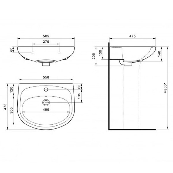Раковина Santek Анимо 60 Подвесная Раковина Santek Анимо 60 Подвесная