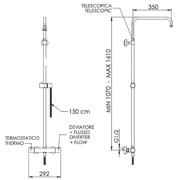 Душевая система Remer Elegance EQ32ASSDBO с термостатом Белая матовая Душевая система Remer Elegance EQ32ASSDBO с термостатом Белая матовая