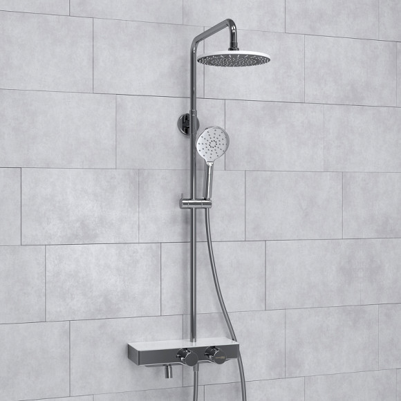 Душевая система WasserKRAFT A113.067.127.CH Thermo с термостатом Хром Белая
