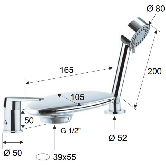 Смеситель на борт ванны Remer Dream D07UF Хром