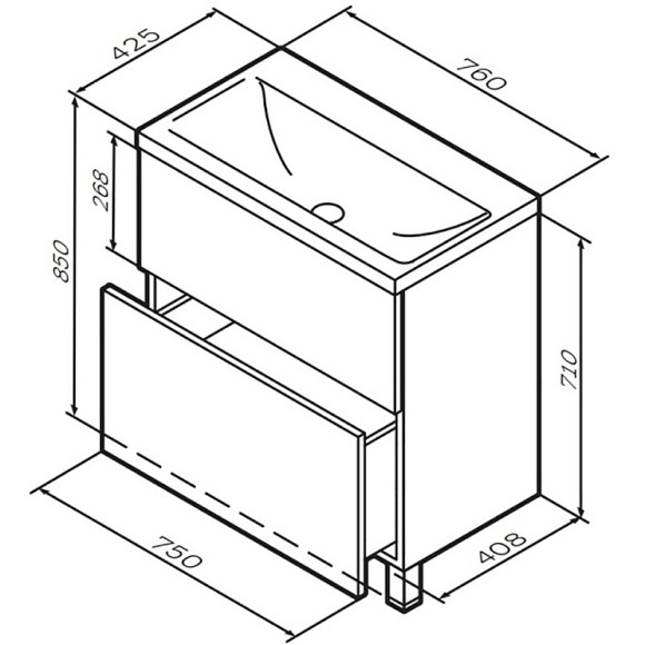 Тумба под раковину AM.PM Gem 75 M90FSX0752HF Орех