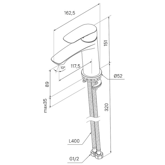 Смеситель для раковины Milardo Rora RORWT00M01 Белый матовый