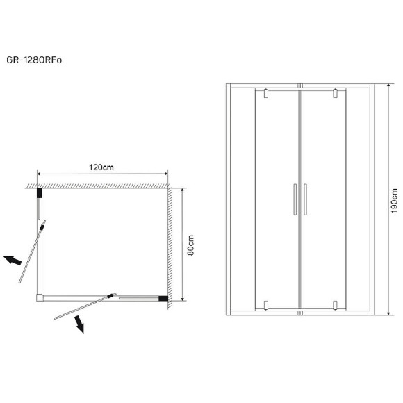 Душевой уголок Grossman Forta 120х80 GR-1280RFo профиль Хром стекло прозрачное Душевой уголок Grossman Forta 120х80 GR-1280RFo профиль Хром стекло прозрачное