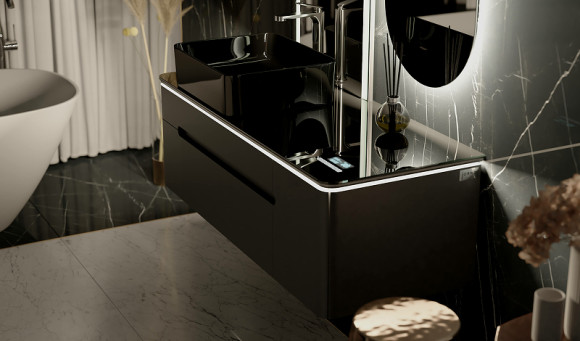 Тумба под раковину Jorno Shine 120 Shi.01.120-M/P/A подвесная Антрацит