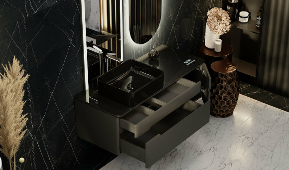 Тумба под раковину Jorno Shine 120 Shi.01.120-M/P/A подвесная Антрацит