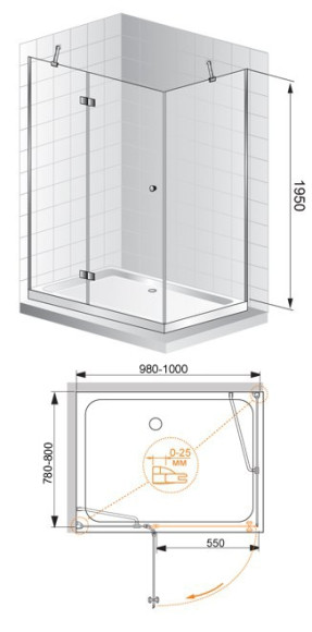 Душевой уголок Cezares VERONA-W-AH-1-100/80-P-Cr-R профиль Хром стекло рифленое Душевой уголок Cezares VERONA-W-AH-1-100/80-P-Cr-R профиль Хром стекло рифленое