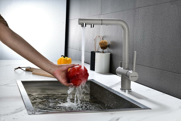 Смеситель для кухни Paulmark Serpentine Se213222-GR Серый Смеситель для кухни Paulmark Serpentine Se213222-GR Серый