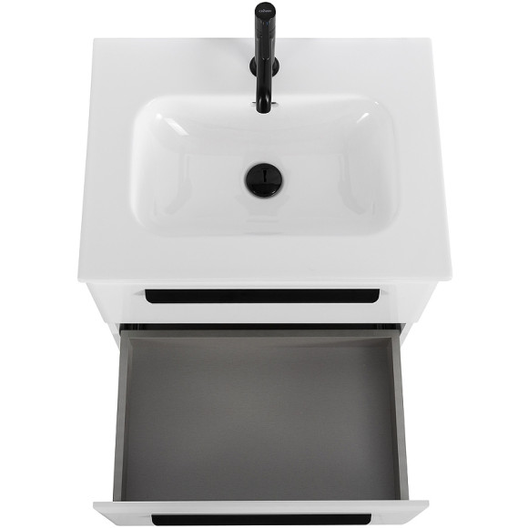 Тумба под раковину Cezares Eco-Cer-N 60 ECO-CER-N-600-2C-SO-BL подвесная Bianco Lucido без ручек