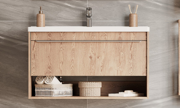 Тумба под раковину Aquaton Хоуп 100 1A287401HP6C0 подвесная Орех