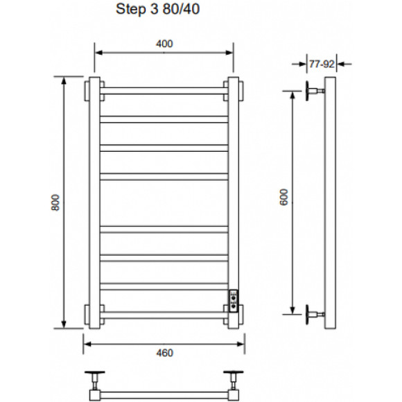Электрический полотенцесушитель Ника Step-1 80/40 U Белый матовый Электрический полотенцесушитель Ника Step-1 80/40 U Белый матовый