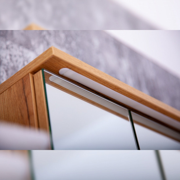 Зеркальный шкаф Бриклаер Форест 80 4627125414718 с подсветкой Дуб золотой Антрацит Зеркальный шкаф Бриклаер Форест 80 4627125414718 с подсветкой Дуб золотой Антрацит