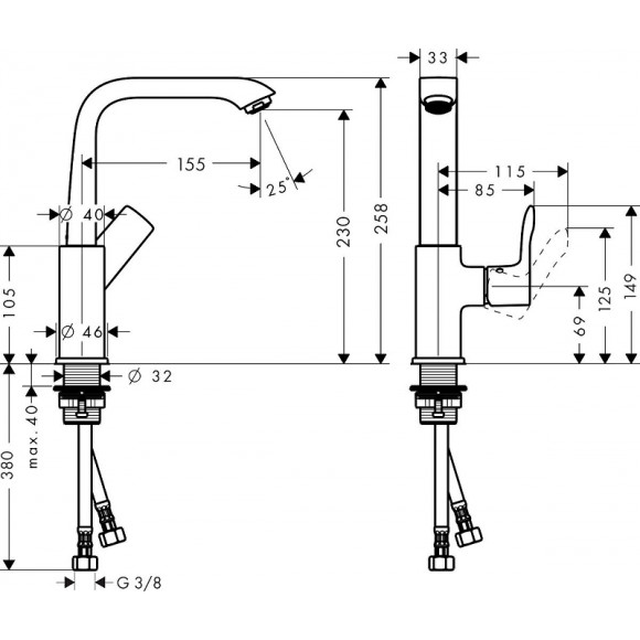 Смеситель для раковины Hansgrohe Metris 31187000 Хром