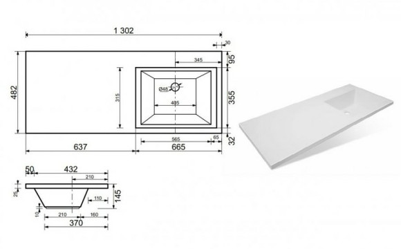 Раковина Эстет Даллас 130 R ФР-00002167 с местом под стиральную машину Белая Раковина Эстет Даллас 130 R ФР-00002167 с местом под стиральную машину Белая