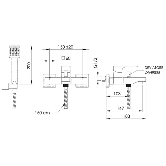 Смеситель для ванны Remer Absolute AU02CFP Черный брашированный хром Смеситель для ванны Remer Absolute AU02CFP Черный брашированный хром
