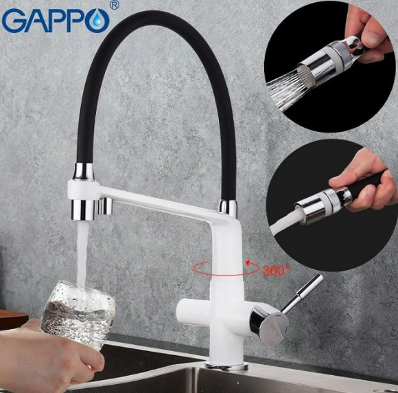 Смеситель для кухни Gappo G4398-9 Белый Черный