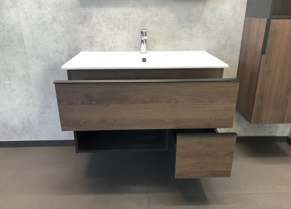 Тумба с раковиной Comforty Франкфурт 90 00004150657 подвесная Дуб шоколадно-коричневый с Белой раковиной Тумба с раковиной Comforty Франкфурт 90 00004150657 подвесная Дуб шоколадно-коричневый с Белой раковиной