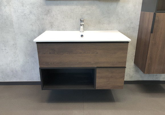 Тумба с раковиной Comforty Франкфурт 90 00004150657 подвесная Дуб шоколадно-коричневый с Белой раковиной Тумба с раковиной Comforty Франкфурт 90 00004150657 подвесная Дуб шоколадно-коричневый с Белой раковиной