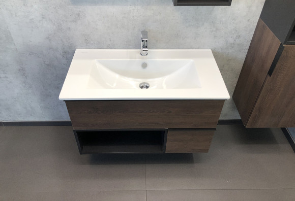 Тумба с раковиной Comforty Франкфурт 90 00004150657 подвесная Дуб шоколадно-коричневый с Белой раковиной Тумба с раковиной Comforty Франкфурт 90 00004150657 подвесная Дуб шоколадно-коричневый с Белой раковиной