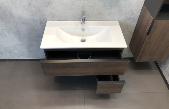 Тумба с раковиной Comforty Франкфурт 90 00004150657 подвесная Дуб шоколадно-коричневый с Белой раковиной Тумба с раковиной Comforty Франкфурт 90 00004150657 подвесная Дуб шоколадно-коричневый с Белой раковиной