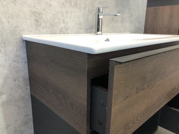 Тумба с раковиной Comforty Франкфурт 90 00004150657 подвесная Дуб шоколадно-коричневый с Белой раковиной Тумба с раковиной Comforty Франкфурт 90 00004150657 подвесная Дуб шоколадно-коричневый с Белой раковиной