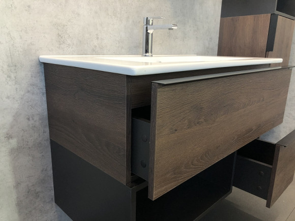 Тумба с раковиной Comforty Франкфурт 90 00004150657 подвесная Дуб шоколадно-коричневый с Белой раковиной Тумба с раковиной Comforty Франкфурт 90 00004150657 подвесная Дуб шоколадно-коричневый с Белой раковиной