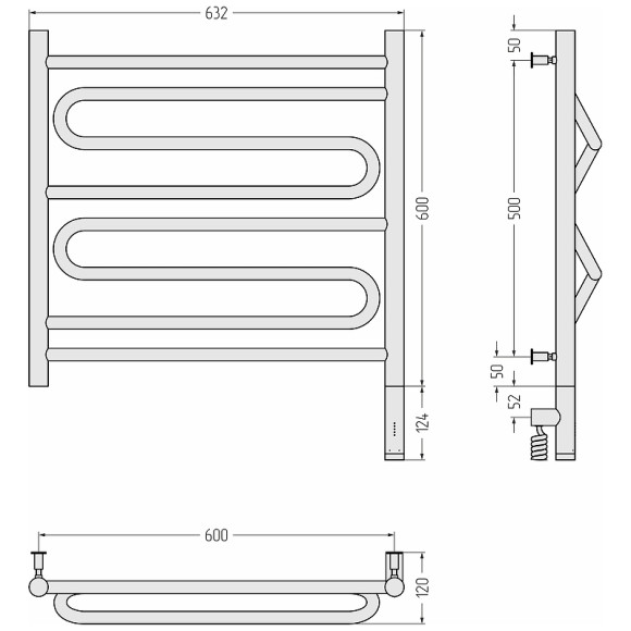 Электрический полотенцесушитель Сунержа Элегия 3.0 600x600 R 00-5819-6060 Хром