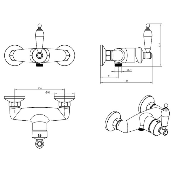 Смеситель для душа Boheme Vogue 224-BLC Хром