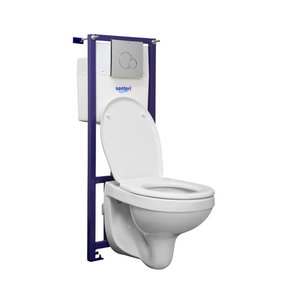 Комплект унитаза с инсталляцией Santeri Альфа 1.3816.4.S00.00B.0 с сиденьем Микролифт и клавишей смыва Хром Комплект унитаза с инсталляцией Santeri Альфа 1.3816.4.S00.00B.0 с сиденьем Микролифт и клавишей смыва Хром