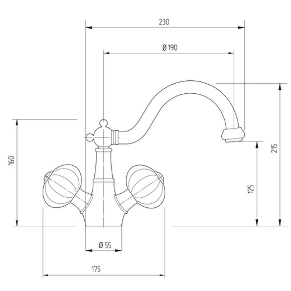 Смеситель для раковины Migliore Olivia 19016 Хром Белый декор Платина