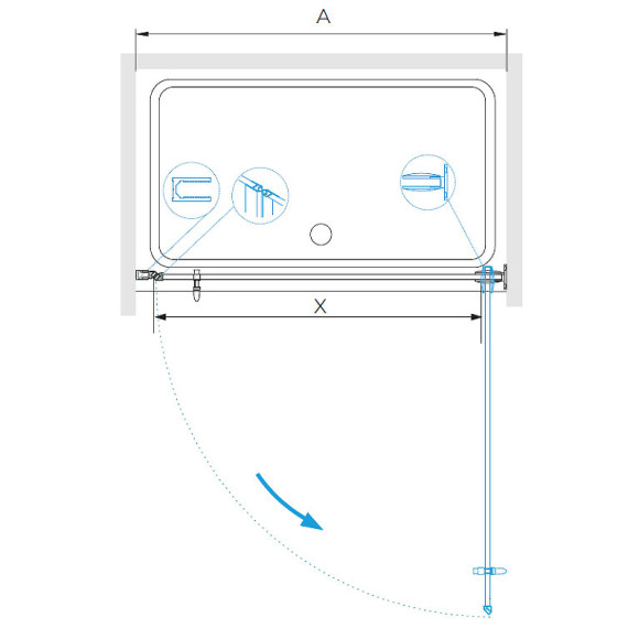 Душевая дверь RGW Hotel HO-011 70 350601107-11 профиль Хром стекло прозрачное