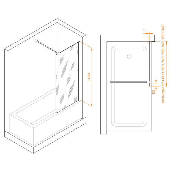 Шторка на ванну RGW Screens SC-050B 60х149 351105006-34 профиль Черный стекло тонированное Шторка на ванну RGW Screens SC-050B 60х149 351105006-34 профиль Черный стекло тонированное