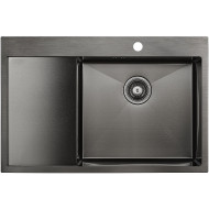 Кухонная мойка Paulmark Kroner 78F R PM217851-GMR Вороненая сталь