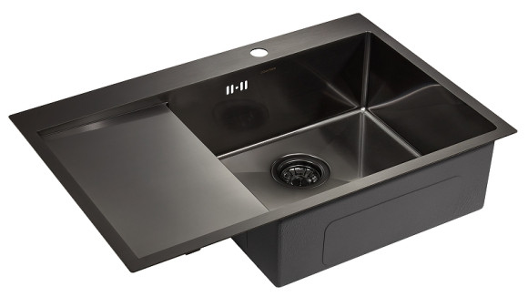 Кухонная мойка Paulmark Kroner 78F R PM217851-GMR Вороненая сталь Кухонная мойка Paulmark Kroner 78F R PM217851-GMR Вороненая сталь