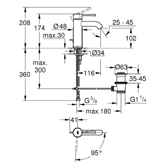 Смеситель для раковины Grohe Essence New 23591001 Хром Смеситель для раковины Grohe Essence New 23591001 Хром