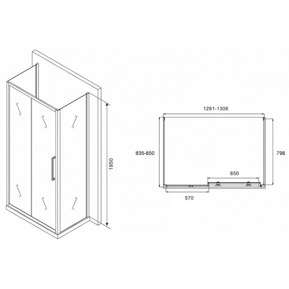 Душевой уголок Abber Schwarzer Diamant 130x85 AG30130MH-S85M-S85M профиль Хром стекло матовое Душевой уголок Abber Schwarzer Diamant 130x85 AG30130MH-S85M-S85M профиль Хром стекло матовое