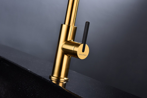 Смеситель для кухни Paulmark Tornado To213402-BG Брашированное золото