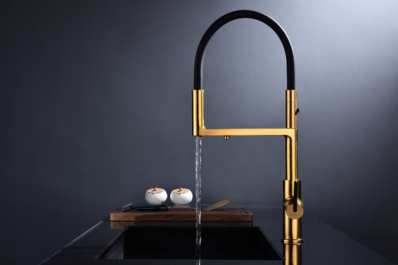 Смеситель для кухни Paulmark Tornado To213402-BG Брашированное золото