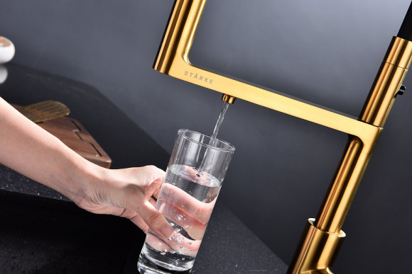 Смеситель для кухни Paulmark Tornado To213402-BG Брашированное золото