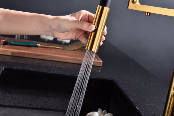 Смеситель для кухни Paulmark Tornado To213402-BG Брашированное золото